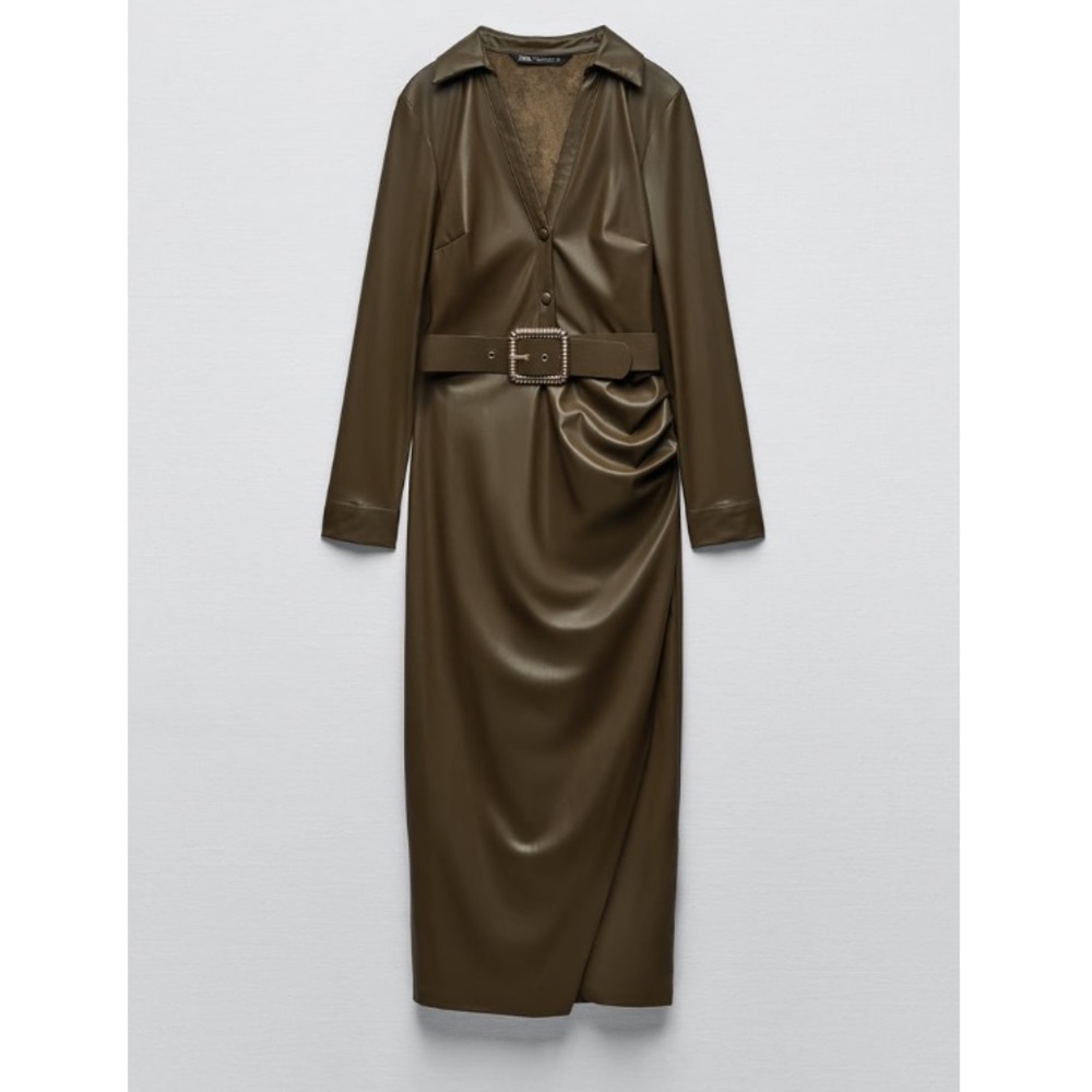 Zara Belted Faux Leather Dress - Picture 7 of 10